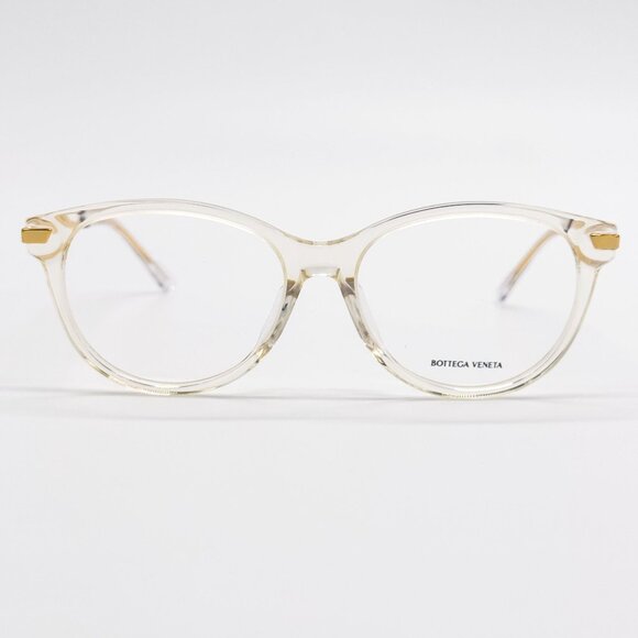 NEW BOTTEGA VENETA EYEGLASSES BV1039O 003 ROUND BEIGE TRANSPSRENT WOMEN EYEWEAR - Picture 3 of 9